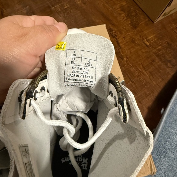 Dr. Martens Sinclair White Milled Nappa Combat Moto Boots - Picture 6 of 7